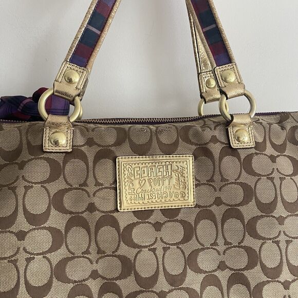 Coach Poppy Tartan Plaid Glam 15882 Shoulder Handbag Tote - RARE y2k grunge - Picture 5 of 16